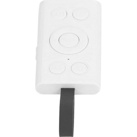 Télécommande Bluetooth 9 touches pour appareil photo, selfie, défilement vidéo, application, tourne-pages de livre pour téléphone et tablette (blanc) (1/5)