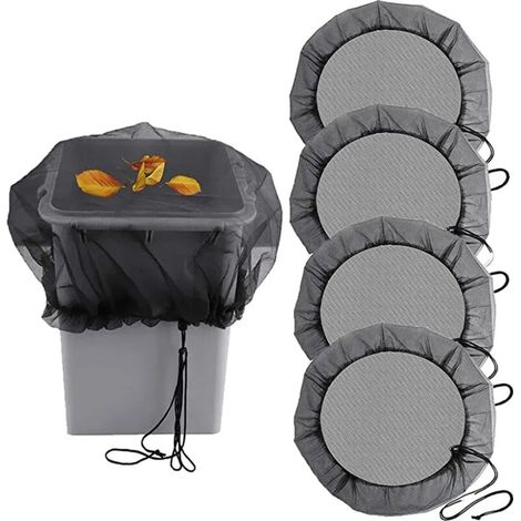 Set aus vier verstellbaren Moskitonetzen für Regentonnen – 95 cm Durchmesser, elastisch, passgenau & wetterbeständig (1/5)