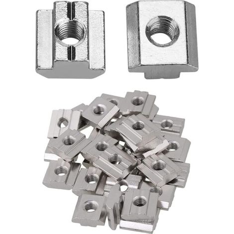 T-Muttern, 50 Stück T-Gleitmuttern, Hammerköpfe für Möbel mit Gewinde, T-Nut-Hammermutter, M8-T-Nut-Mutter, M8-Vierkant-T-Muttern für Aluminiumprofile (1/4)