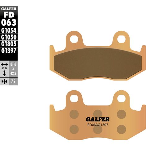 PLAQUETTES DE FREIN GALFER KH092 / KH323 MÉTAL FRITTÉ (OR) VTT (ÉPAISSEUR 7,2 MM)