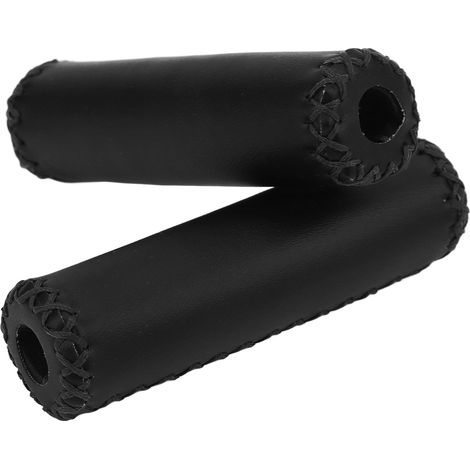 Poignées de guidon de vélo rétro en cuir PU, protection universelle et durable, noires (1/5)