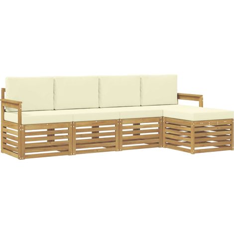 Ensemble de canapés d'extérieur 5 pc Blanc et crème Polyester vidaXL
