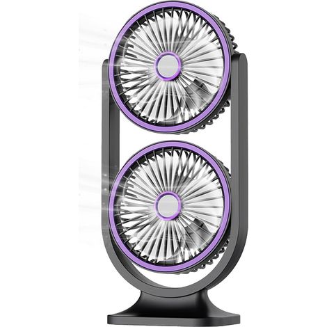 Ventilatore da tavolo ricaricabile, ventilatore da tavolo senza fili, 5 velocità, doppia ventola, raffreddamento e silenzioso, colore grigio, per ufficio. (1/5)