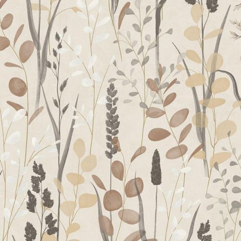 Grandeco Karuna Wildflowers Neutral Wallpaper Botanical Natural Paste The Wall (1/4)