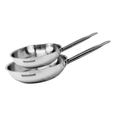 Fackelmann – Set de 2 poêles inox 20 et 24 cm – Acier inoxydable 18/8 – Compatible tous feux, induction – Résistantes aux rayures et à la corrosion