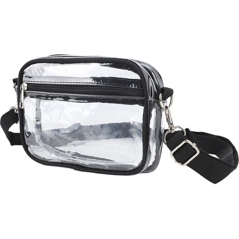 Sac bandoulière transparent imperméable avec bandoulière réglable, coupe décontractée, en PVC noir (1/5)