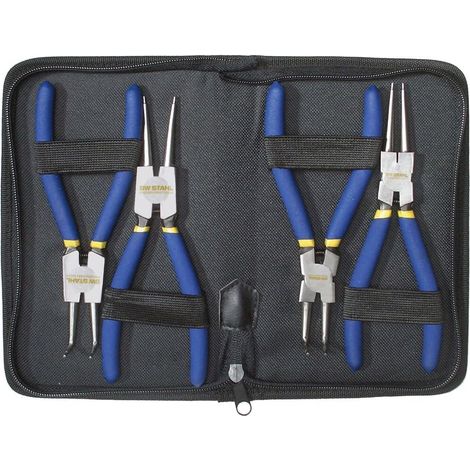 SW-Stahl 41410L Sicherungsringzangensatz, 175 mm, 4-teilig I Sicherungsringzange Set für Innensicherungsringe und Außensicherungsringe I Verchromt und Geschmiedet I Griffe mit Tauchbeschichtung