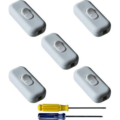 5 Pièces Interrupteur à Bascule Blanc Remplacement du Commutateur en Ligne Interrupteurs Intermédiaires Bi-Polaires 6A 250V, pour Petit Appareil, Lampe de Bureau, Lampe de Chevet (1/5)