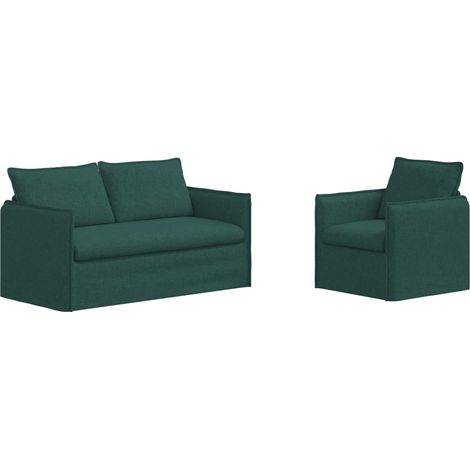 Ensemble de Canapés 2 pcs  Salon de jardin Vert foncé 156 x 82 x 85 cm Tissu