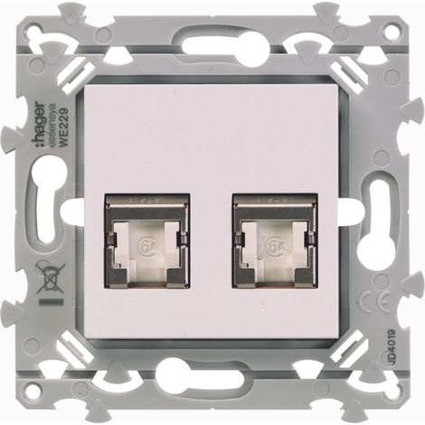 RJ45 essensya CAT.6 STP double Gr.2TV Pure HAGER WE227