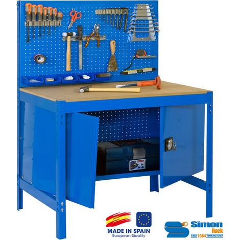 SimonRack - Kit Etabli avec un verrou 1440x1200x600mm Charge 600 Kg - BT2 LOCKER 1200 BLEU