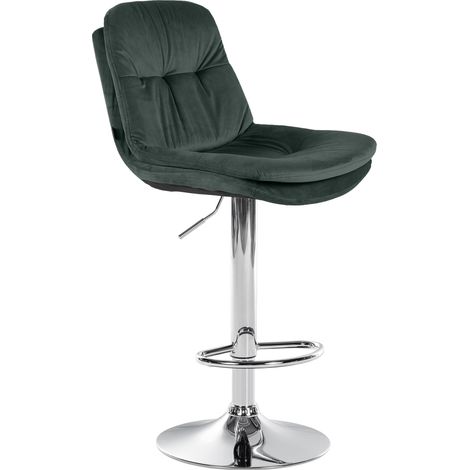 Barhocker Laurel Samt dunkelgrün Metall in Chromoptik (1/5)