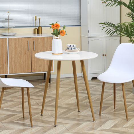 Table Ronde Manger Personnes Style Nordique Pieds Métalliques Ø72x75 Mat Mobilier Intérieur Blanc (1/4)