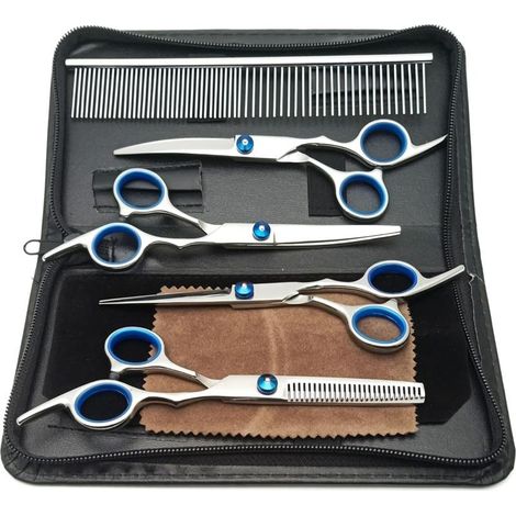Tijeras de peluquería y kit de aseo para perros y gatos. (1/5)
