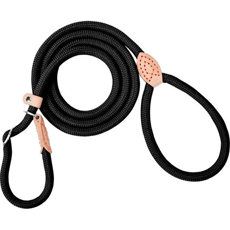 Laisse pour chien avec stoppeur de traction, 180 cm, avec collier, résistante aux intempéries, réglable, pour petits et grands chiens, noire (1/5)