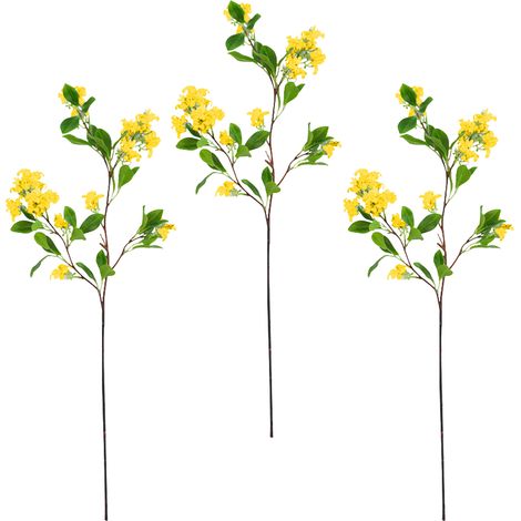 Árbol de osmanto artificial, juego de 3 piezas, ramas amarillas decorativas con hojas, planta decorativa para uso interior y exterior. (1/5)