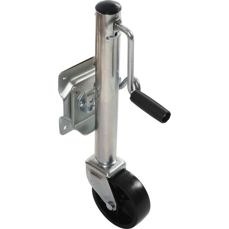 Béquille de remorque pliable robuste 544kg, réglable pivotante pour timon, avec roue 15cm, idéale caravane et camping. (1/5)