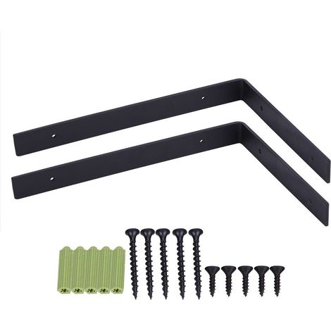 SJLERST Supports pour étagères murales, equerre étagère angle de 90 degrés murale pour Salon Chambre Entrée Bureau (noir) (1/5)