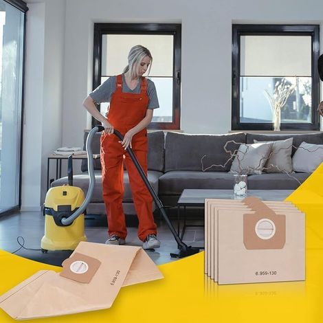 ALLIANDISLot de 10 Sacs Aspirateur pour Karcher Sacs en papier filtre pour Karcher WD3 MV3 WD3P A2201/2204/2504/2554/2251/260 (1/3)