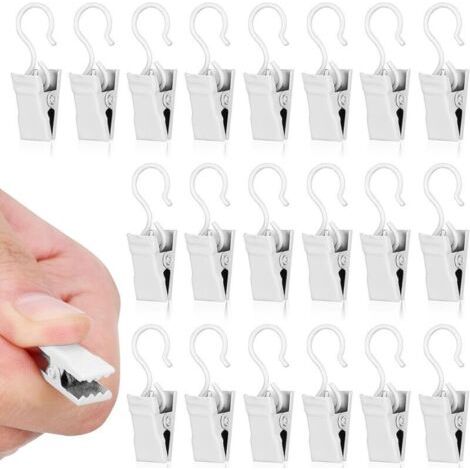 royaluxe-Pinces à Rideaux, 50 Pièces Pince Rideau en Métal avec Clips à Rideaux avec Crochet Pinces Robuste Pince pour Rideaux pour Accrocher Rideaux, Rideaux de Peintures, Photos, Décorations (1/4)