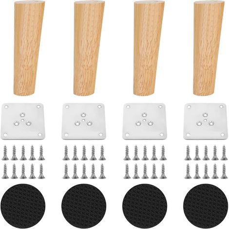 Pieds de support pour meubles en bois massif, type universel, durable, adapté à la décoration intérieure, robuste et durable, base de meuble remplaçable, 15 cm, style angulaire. (1/5)