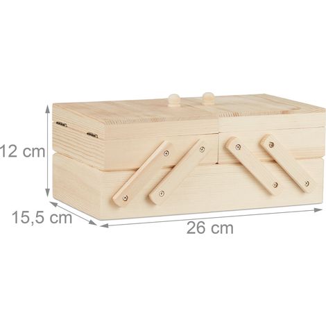 Caja de costura plegable 5 compartimentos almacenamiento práctico sala de ocio en madera natural 130004008 (1/3)