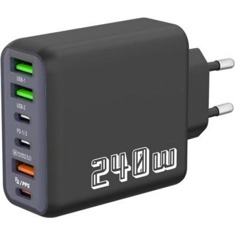 Chargeur Multiport - 38 W - USB-A ×3 + USB-C ×2 - Norme Européenne - 1 Pièce (1/5)