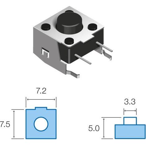 Bouton poussoir Micro L:4,75mm Hst0266 Coude Sw070