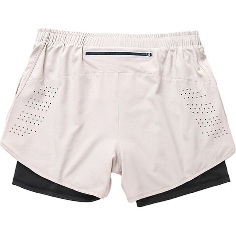 Doppellagige Herren-Sportshorts, schnelltrocknend, zweiteiliger Fitness-Hosen-Effekt – Größe M – Cremeweiß (1/5)