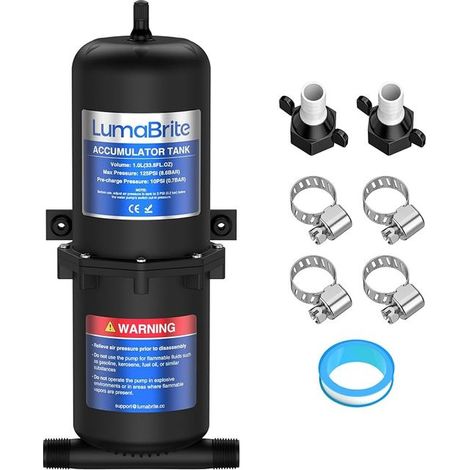 Réservoir D'accumulateur Pré-pressurisé, 1 125 PSI Réservoir Sous Pression pour Stabiliser la Pression d‘Eau et Protéger la Pompe dans les RV, Bateaux et Remorques (1/2)