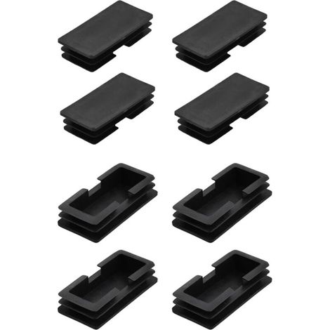 Embouts Rectangulaires (100 x 50 mm) - Lot de 8, Embouts de Protection en Plastique pour Tubes Rectangulaires avec Filetage - pour Pieds de Meubles et Chaises, Couleur Noire (1/4)