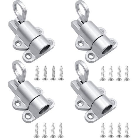 4Pièces Verrou Porte à Rebond,Verrouillage à Ressort en Alliage D'aluminium,Loquet Porte Ressort Automatique avec Vis pour Armoires de Cuisine de Chambre (Argent) (1/5)