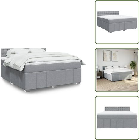 Sommier à lattes de lit avec matelas Gris clair 180x200cm Tissu - Sommier À Lattes De Lit - Sommiers À Lattes De Lit - Lit - Meuble De Chambre À Coucher (1/5)