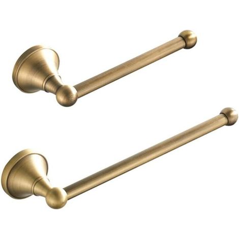 Lot de 2 Accessoires de Salle de Bain - Porte-Serviettes et Toilettes Porte-Papier support en Laiton Antique, Bronze brossé (1/4)