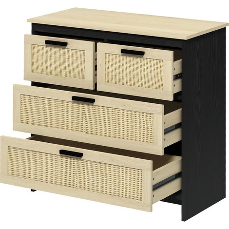 HOMCOM Cassettiera per Soggiorno e Camera da Letto in Rattan Truciolato