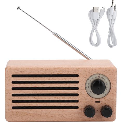 Enceinte Bluetooth Mini Vintage avec Radio FM, Subwoofer, Appels Mains Libres, Aux et USB (Couleur Érable) (1/5)