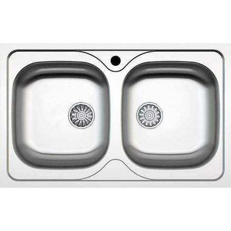 Lavello a due vasche 86x50 cm superficie satinata - SA322 (1/3)