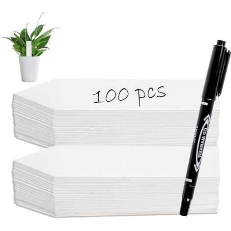 Étiquettes en Plastique Pour Plantes Avec Stylo,Étiquettes et Accessoires Réutilisables Pour Plantes,Étiquettes en Plastique Imperméables Pour La Plantation(Blanc) (1/5)