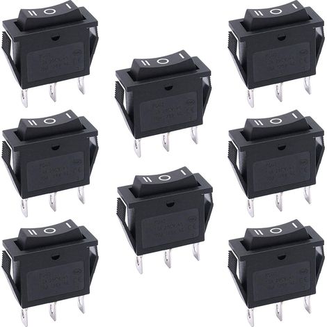 8 pièces Interrupteur à Bascule 3 positions ON/OFF/ON SPDT 3 broches Commutateur à bascule 15A 250V 20A 125V AC pour Voiture Camion Bateau Appareils électroménagers KCD3-103-BK (1/5)