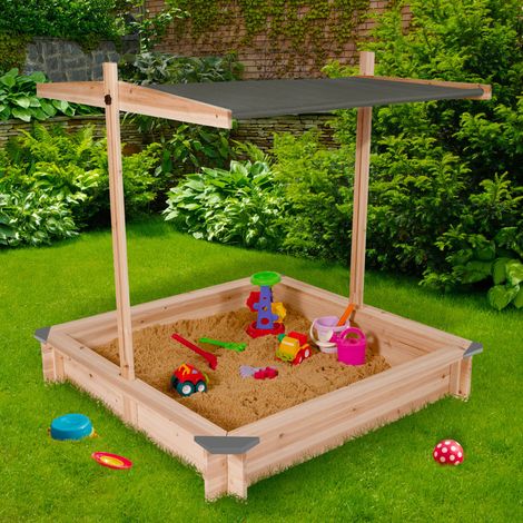 Arenero KIDS de madera con techo corredizo gris