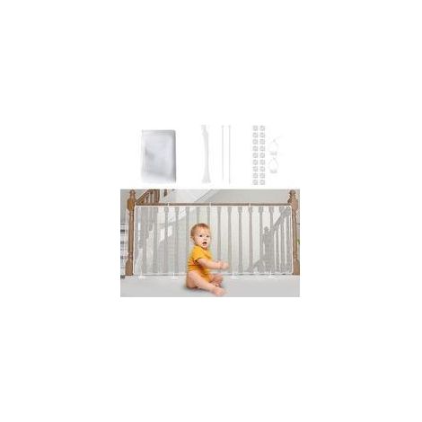 Blanc,Filet de Sécurité pour Enfants, Bébé Filet de Protection pour Balcon et Escalier, 300Lx90H CM Robuste Réglable Clôture D'escalier Barriere de Securite en Maille pour Chat et Jouet (1/5)