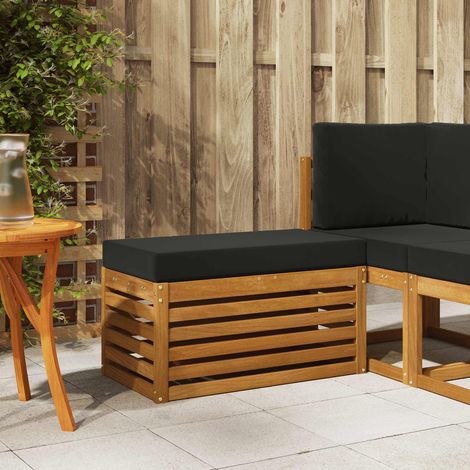 Outdoor Hocker Bank Massivholz Akazie Natur