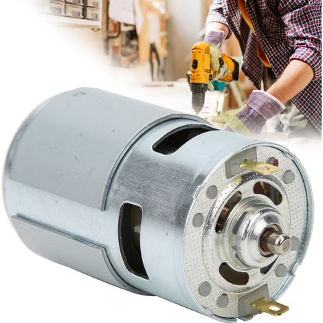 Moteur électrique 775 12V-24V DC, axe rond à roulement à billes, ventilateur de refroidissement intégré, perceuse, pièce détachée (1/5)