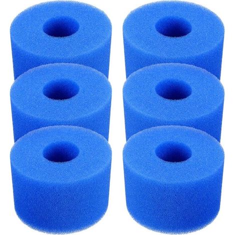 Confezione da 6 cartucce filtro piscina in schiuma riutilizzabili e lavabili 108×73×40 mm (blu) (1/4)