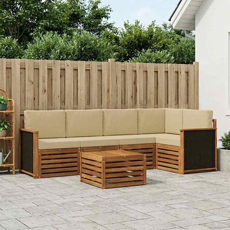 vidaXL Ecksofa Set 5 pcs Natur Massives Akazienholz und Polyester (1/5)