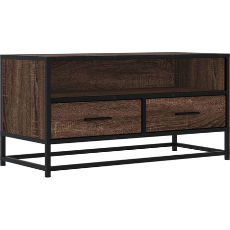 Mobile TV multimediale scaffale per televisione televisore buffet sala da pranzo soggiorno camera da letto rovere 80 x 34,5 x 40 cm derivati del legno e metallo marrone 020027225