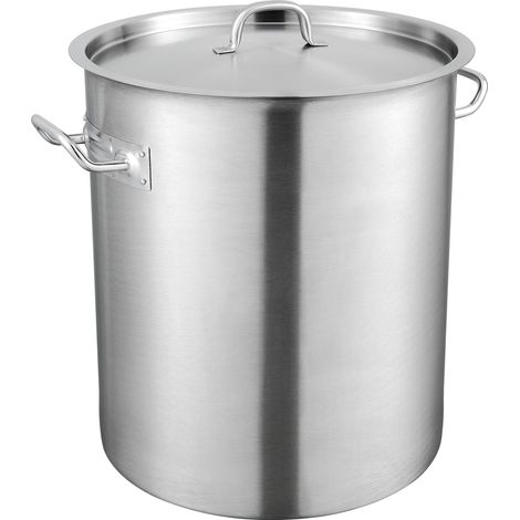 VEVOR Olla para Sopa 39,7 L Olla con Tapa y Asa Diámetro de 35 cm Alto de 41 cm Olla Grande de Acero Inoxidable 18/8 con Asa y Tapa, Llama Abierta e Inducción para Eventos Comerciales, Restaurantes