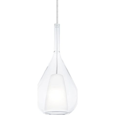Sospensione Contemporanea Kalique Vetro Trasparente Bianco E Cromo E27 H40Cm