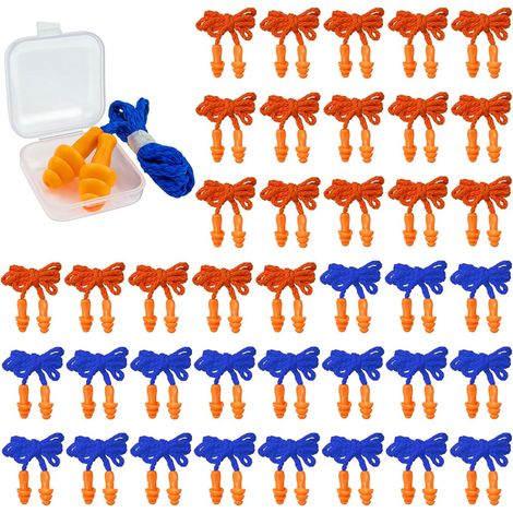 Bouchons d'oreille en Silicone,avec 40 Pièces Boîte Portable,40 Pièces  Bouchons D'oreilles Filaires Réutilisables pour Natation, Sommeil, Apprentissage, Ronflement,2 Couleurs (1/5)