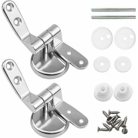 Attaches Charnière Abattant WC, Lot de 2 Charnières de Rechange pour Lunette de Toilette avec Fixations en Alliage de Zinc